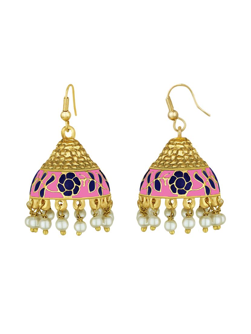 gold metal jhumka - 15431705 - Zoom Image - 3