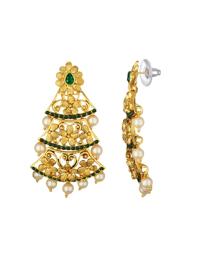 gold metal drop earrings - 15431723 - Zoom Image - 3