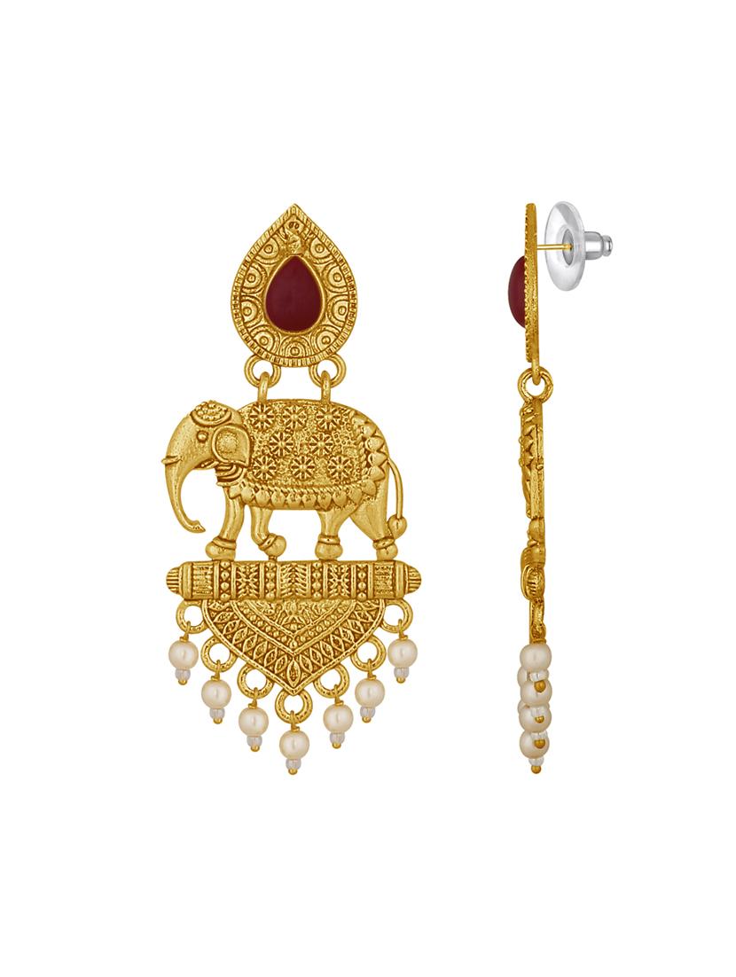 gold metal drop earrings - 15431743 - Zoom Image - 3
