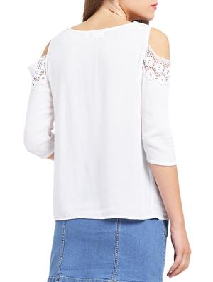 cold shoulder crochet detail top - 15432375 - Standard Image - 3