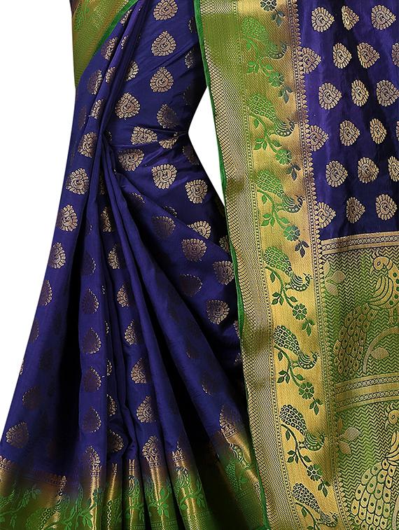 contrast zari border woven saree with blouse - 15432972 - Zoom Image - 3