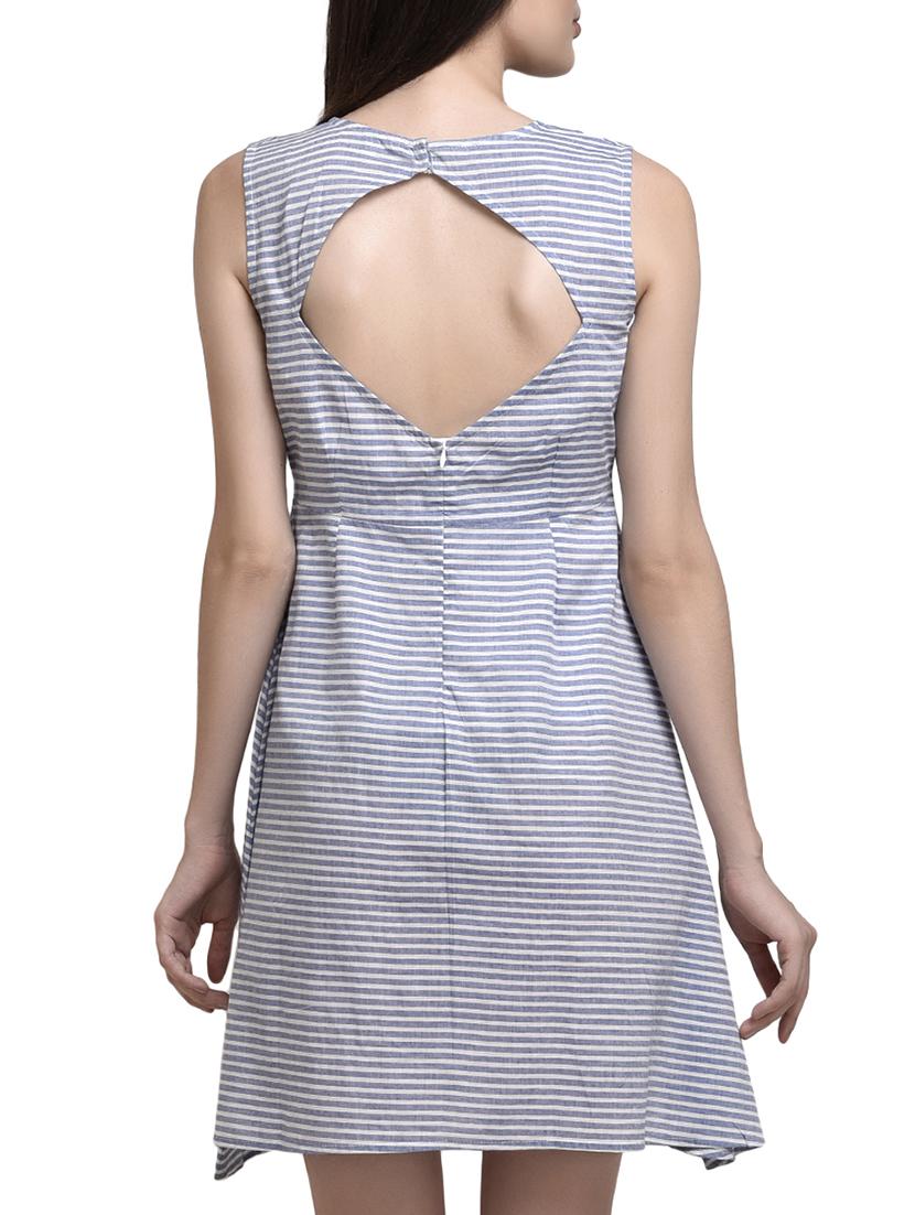 cutout back striped a-line dress - 15433330 - Zoom Image - 3