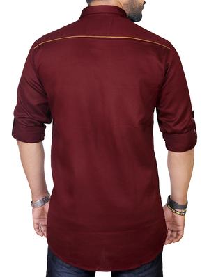 red cotton casual shirt - 15433738 - Standard Image - 3