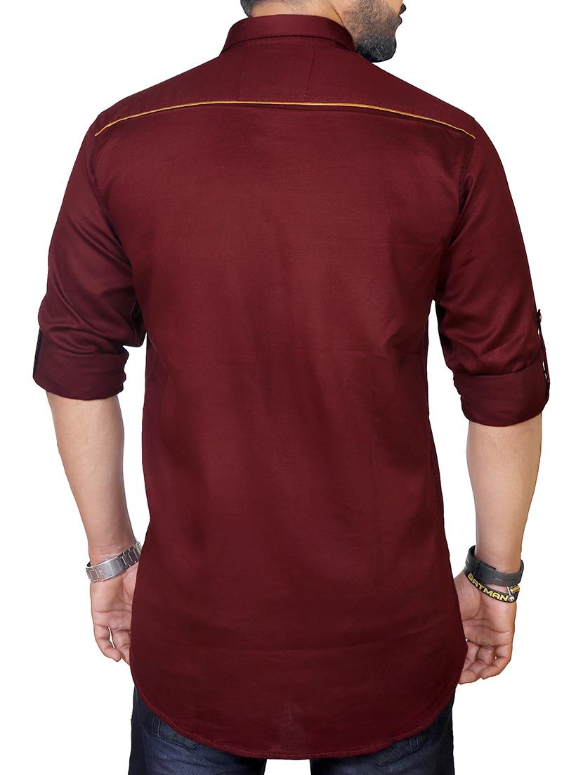 red cotton casual shirt - 15433738 - Zoom Image - 3