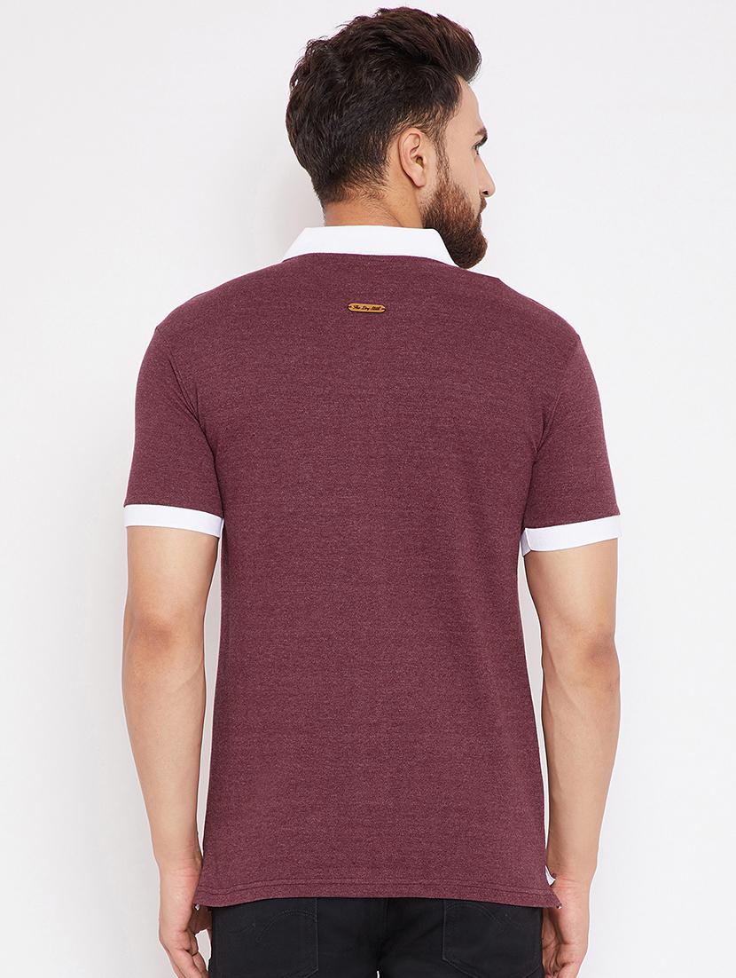 maroon cotton polo t-shirt - 15434117 - Zoom Image - 3