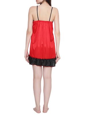 contrast frill trim short nighty - 15434569 - Standard Image - 3