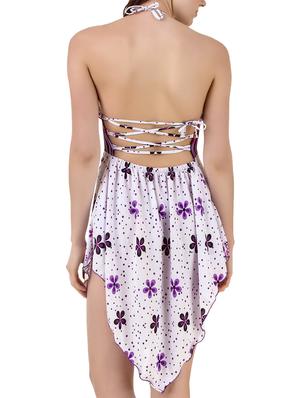asymmetric hem tie-up back short nighty - 15434594 - Standard Image - 3