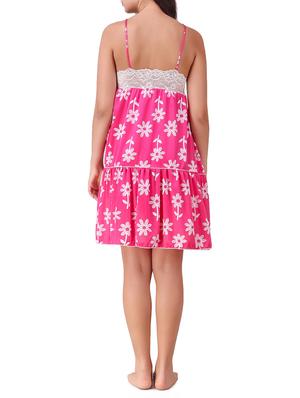 lace yoke floral short nighty - 15434625 - Standard Image - 3