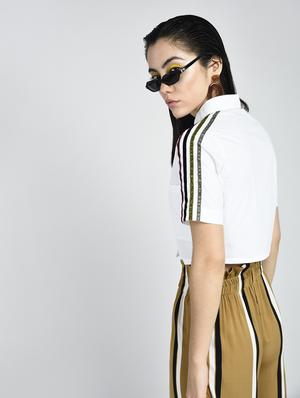 taping detail crop shirt - 15434665 - Standard Image - 3
