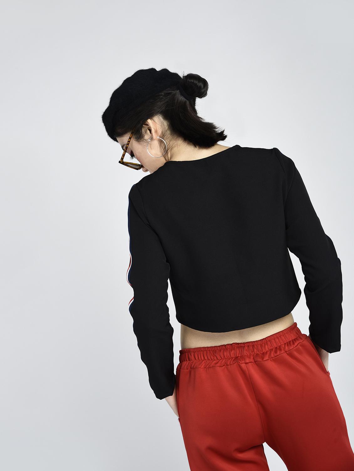 striped taping crop tee - 15434666 - Zoom Image - 3