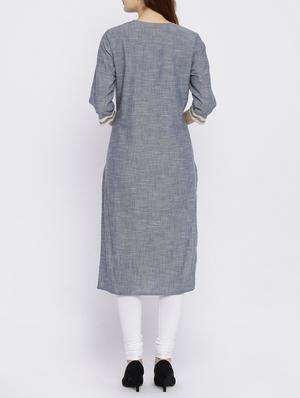 straight ebroidered kurta - 15434797 - Standard Image - 3