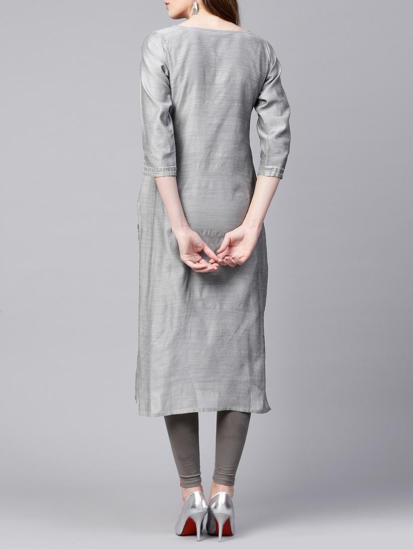 straight pastels embroidered kurta - 15435926 - Zoom Image - 3