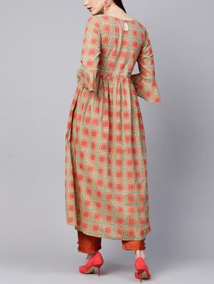 Flared bell sleeves kurta - 15435927 - Standard Image - 3