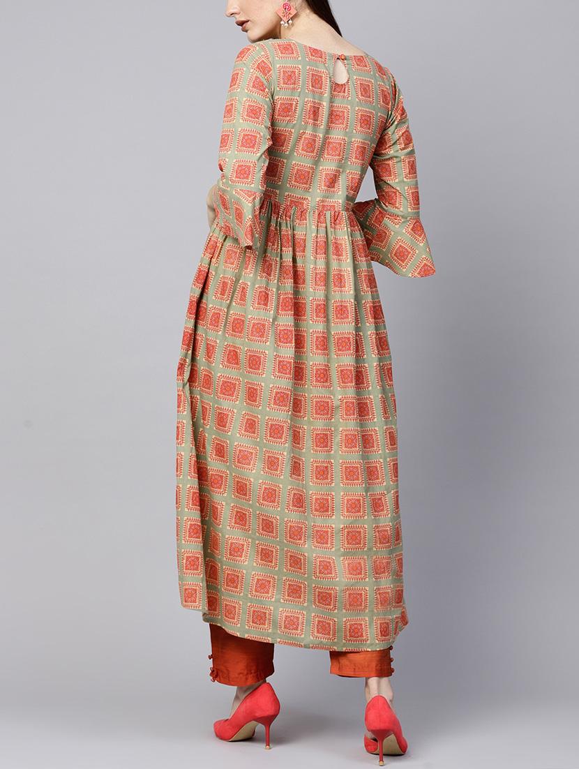 Flared bell sleeves kurta - 15435927 - Zoom Image - 3