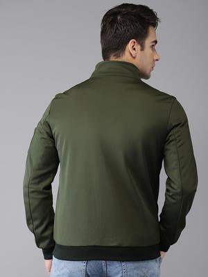green faux polyester casual jacket - 15435953 - Standard Image - 3