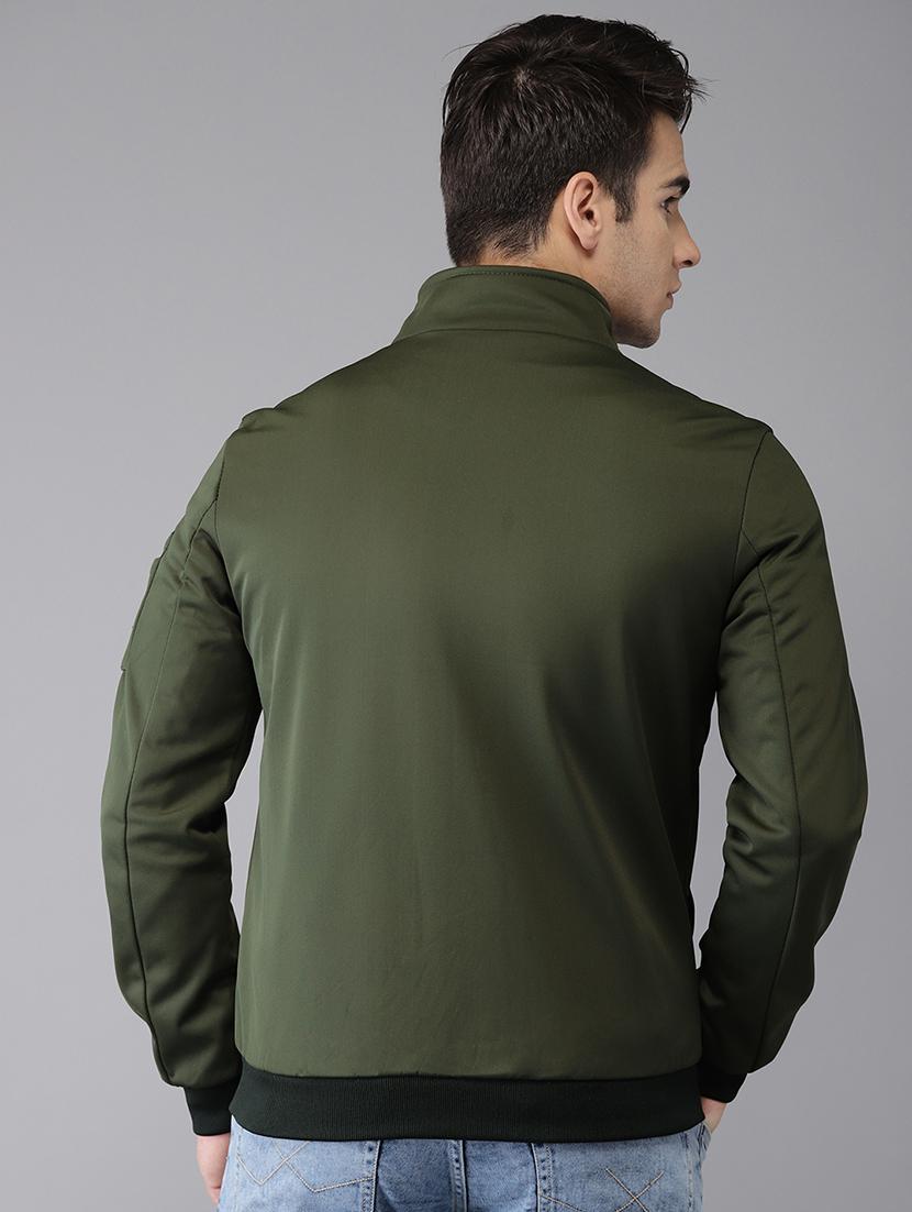 green faux polyester casual jacket - 15435953 - Zoom Image - 3