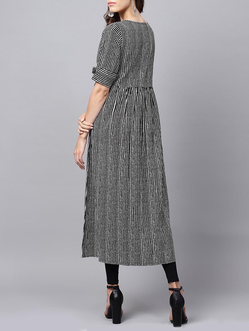 High slit stripes kurta - 15436014 - Zoom Image - 3