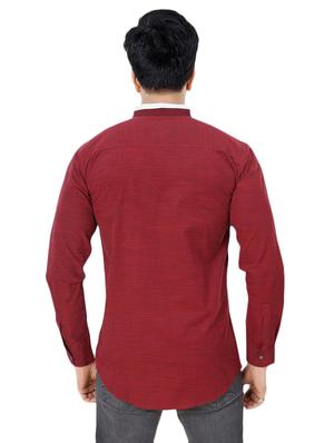 red cotton casual shirt - 15436182 - Standard Image - 3
