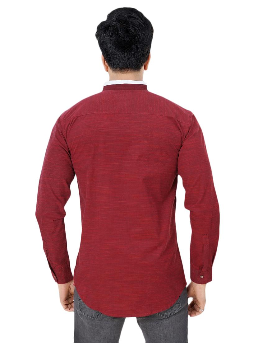 red cotton casual shirt - 15436182 - Zoom Image - 3