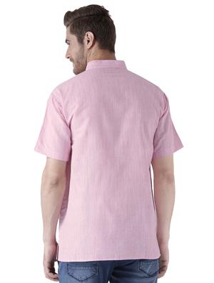 pink solid khadi short kurta - 15436243 - Standard Image - 3