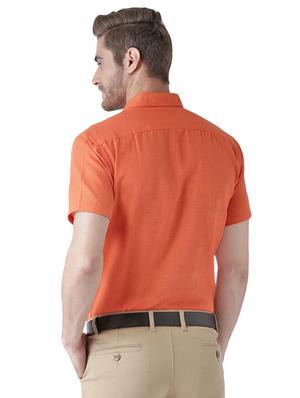 orange solid casual shirt - 15436252 - Standard Image - 3