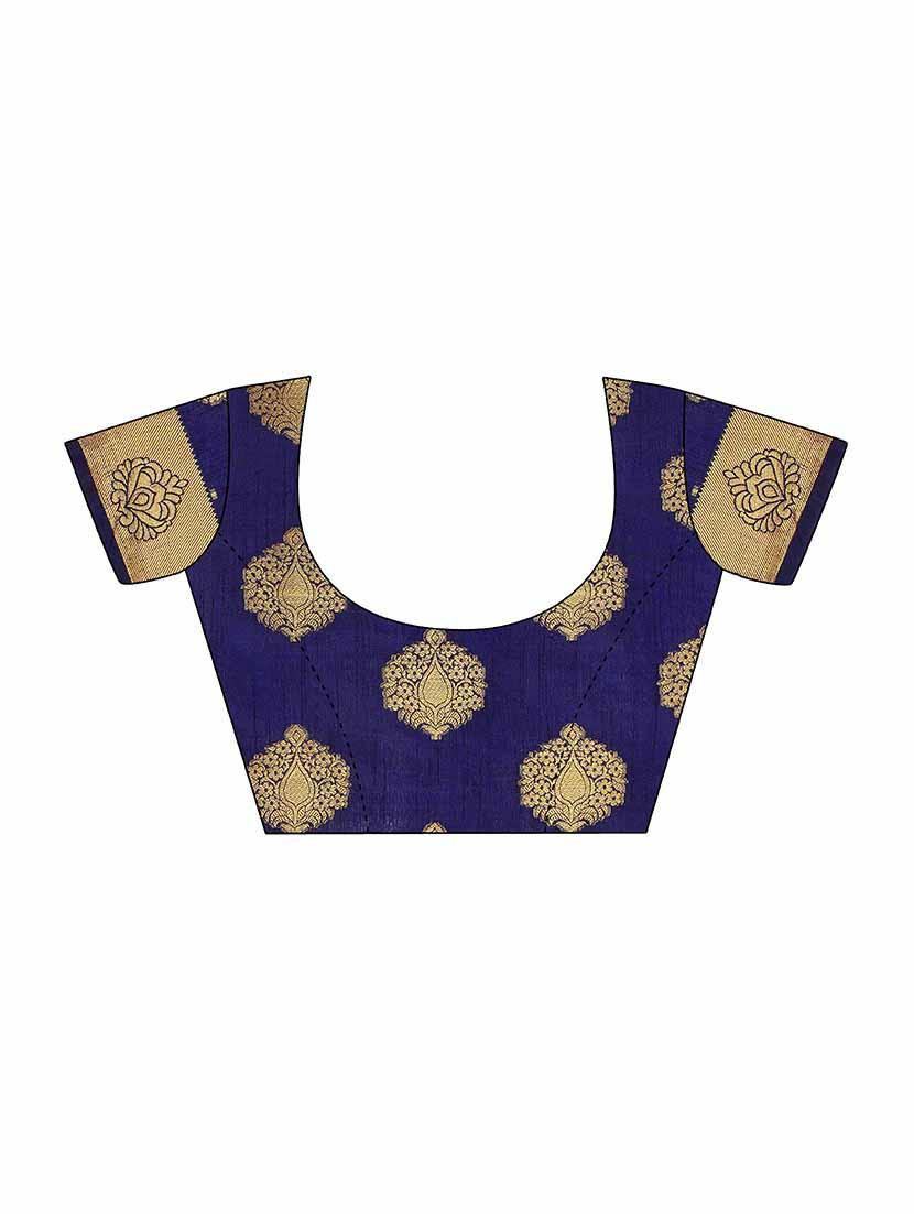 Golden Zari kanjivaram saree with blouse - 15436845 - Zoom Image - 3