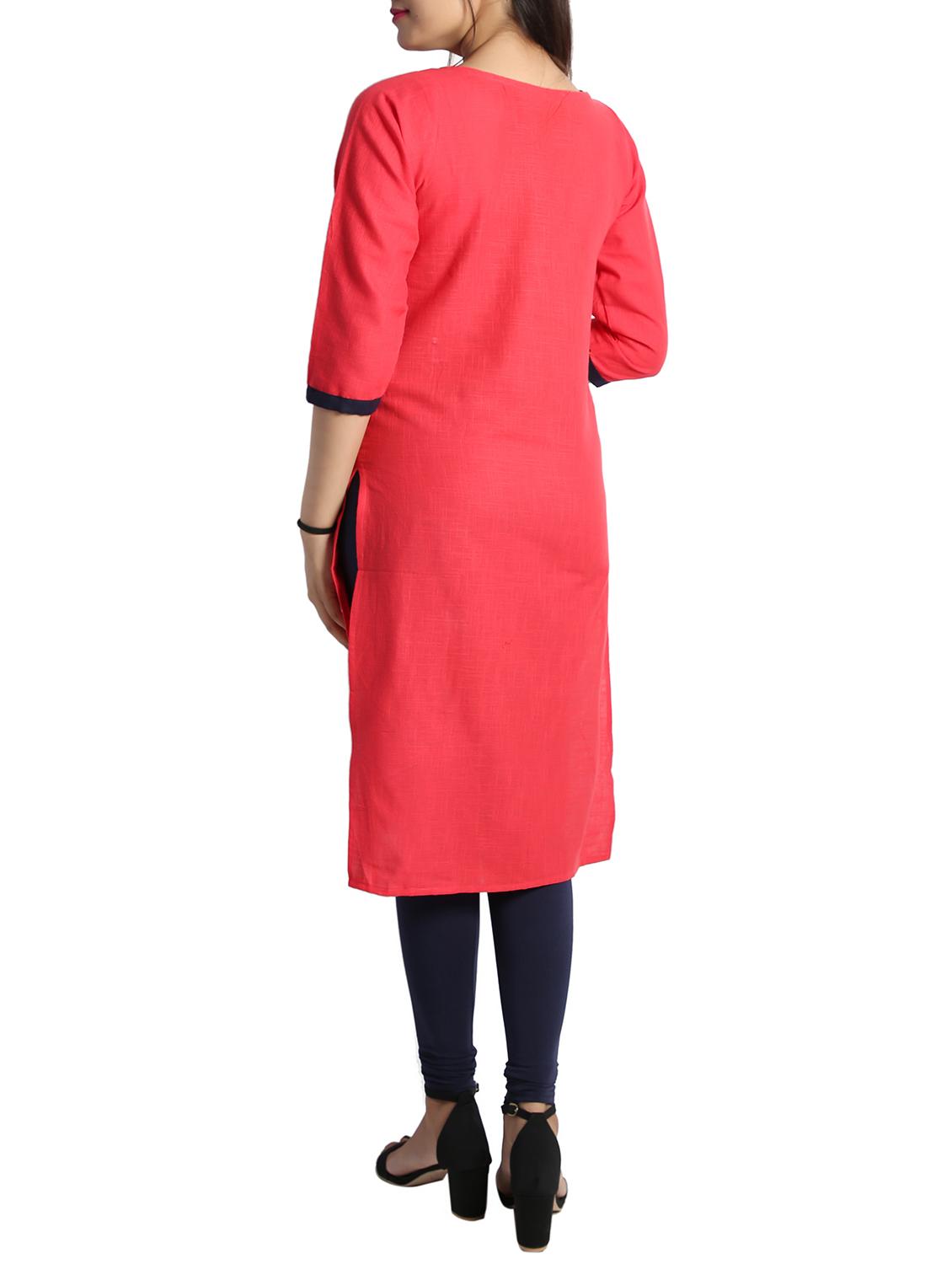 straight color block kurta - 15437919 - Zoom Image - 3