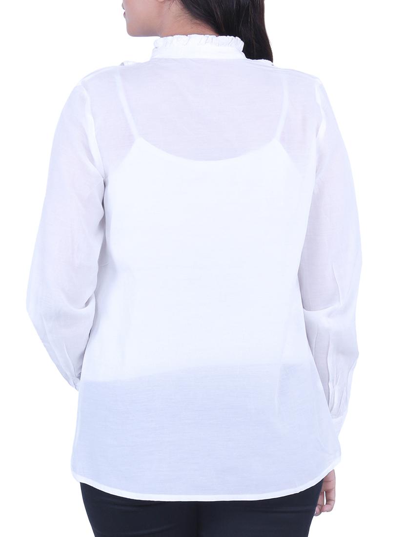 frilled neck pin tucks detail shirt - 15438000 - Zoom Image - 3