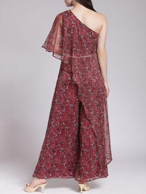 single shoulder top & flared palazzo set - 15438040 - Standard Image - 3