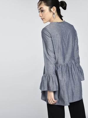 Bell sleeved gathered detail tunic - 15438141 - Standard Image - 3