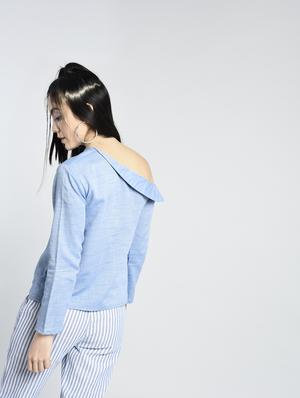 stylized neck single shoulder top - 15438214 - Standard Image - 3