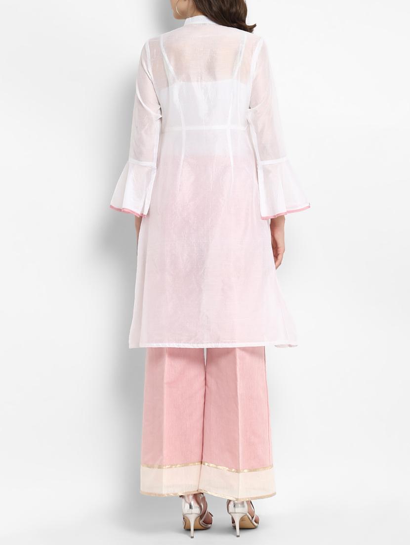 Bell sleeve chanderi kurta with palazzo set - 15438253 - Zoom Image - 3