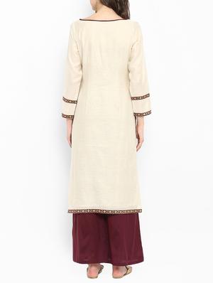 Chanderi kurta with palazzo set - 15438258 - Standard Image - 3