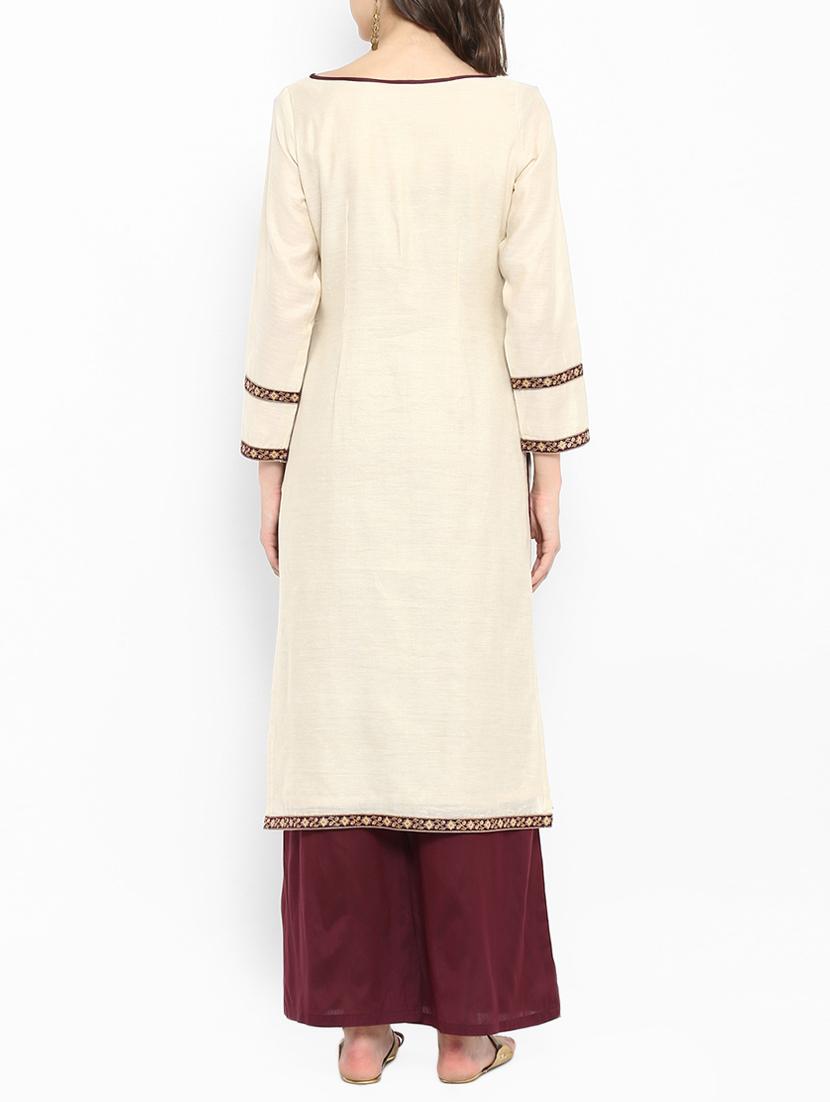 Chanderi kurta with palazzo set - 15438258 - Zoom Image - 3