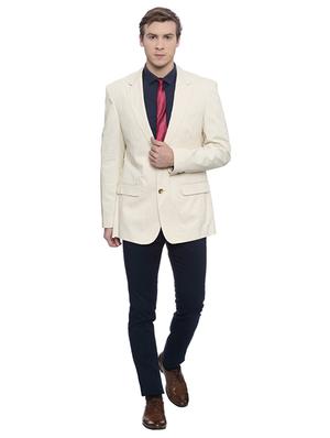 beige cotton formal blazer - 15438407 - Standard Image - 3
