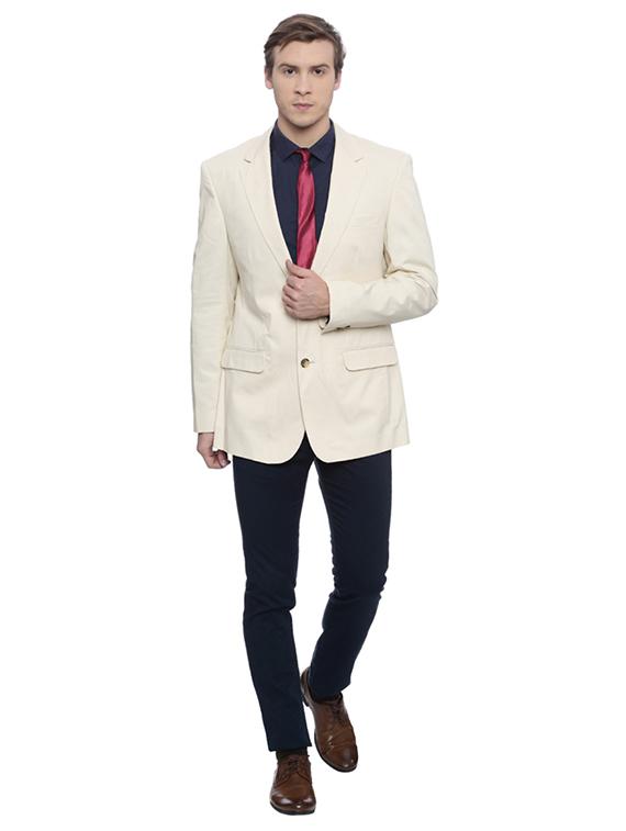 beige cotton formal blazer - 15438407 - Zoom Image - 3