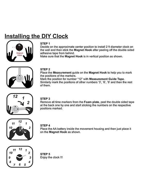 Designer Self Adhesive Innovative DIY (Do It Yourself) Analog Wall Clock - (Black) - 15438764 - Zoom Image - 3