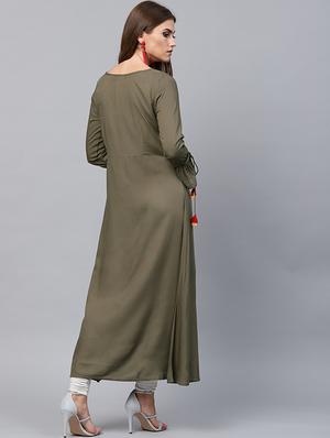 Embellished bell sleeves ethnic dress - 15440544 - Standard Image - 3