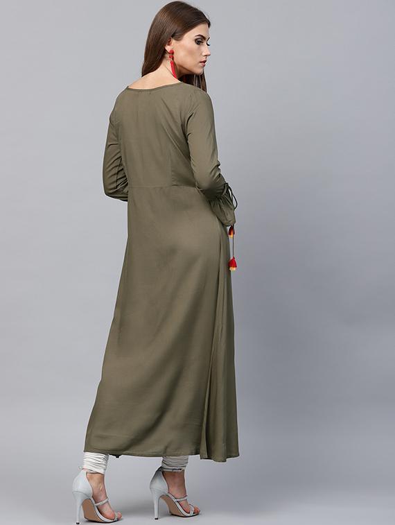 Embellished bell sleeves ethnic dress - 15440544 - Zoom Image - 3