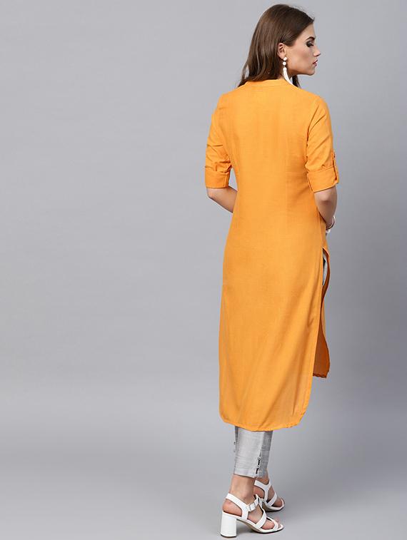 Embroidered patch work kurta - 15440552 - Zoom Image - 3