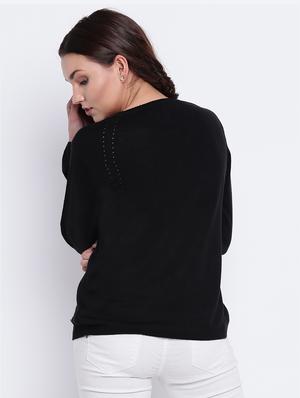 pointelle knit woolen pullover - 15440746 - Standard Image - 3