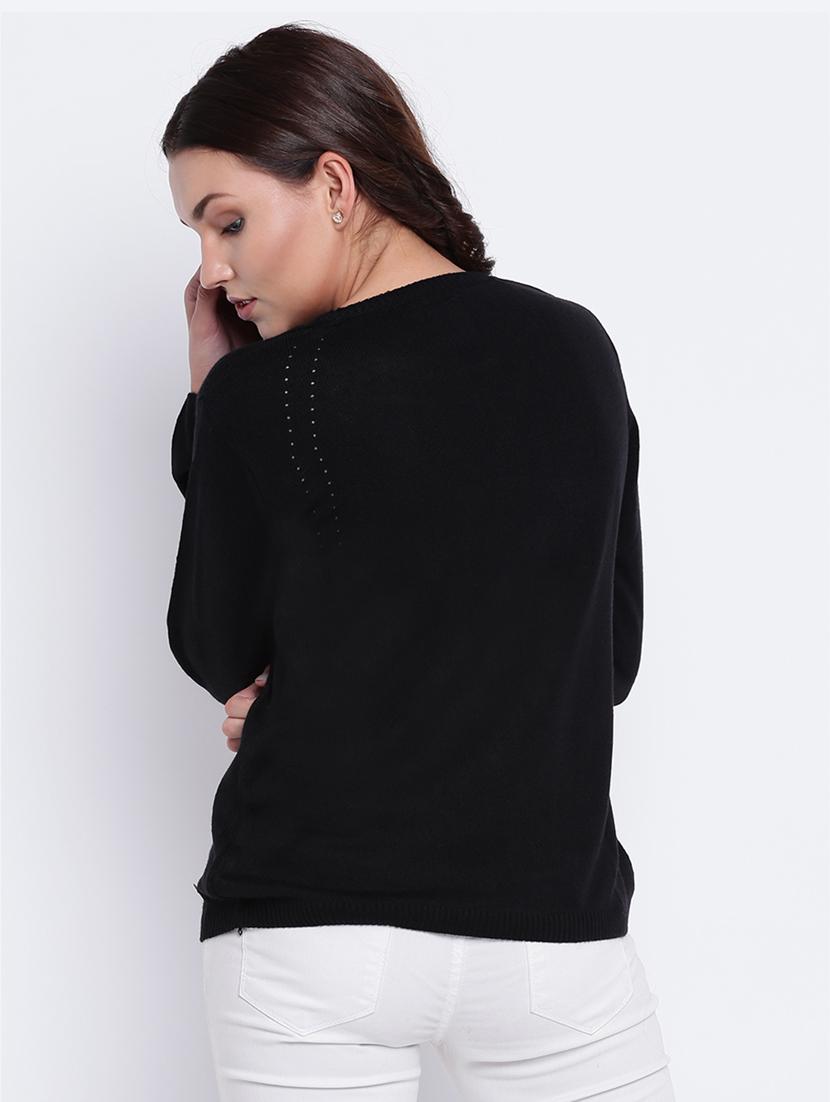 pointelle knit woolen pullover - 15440746 - Zoom Image - 3