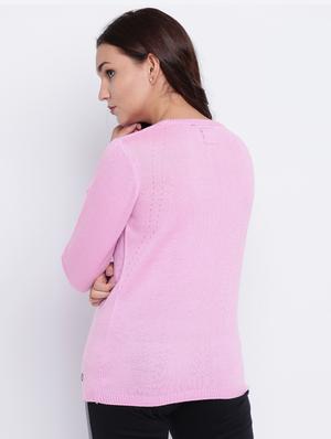 pointelle knit woolen pullover - 15440747 - Standard Image - 3