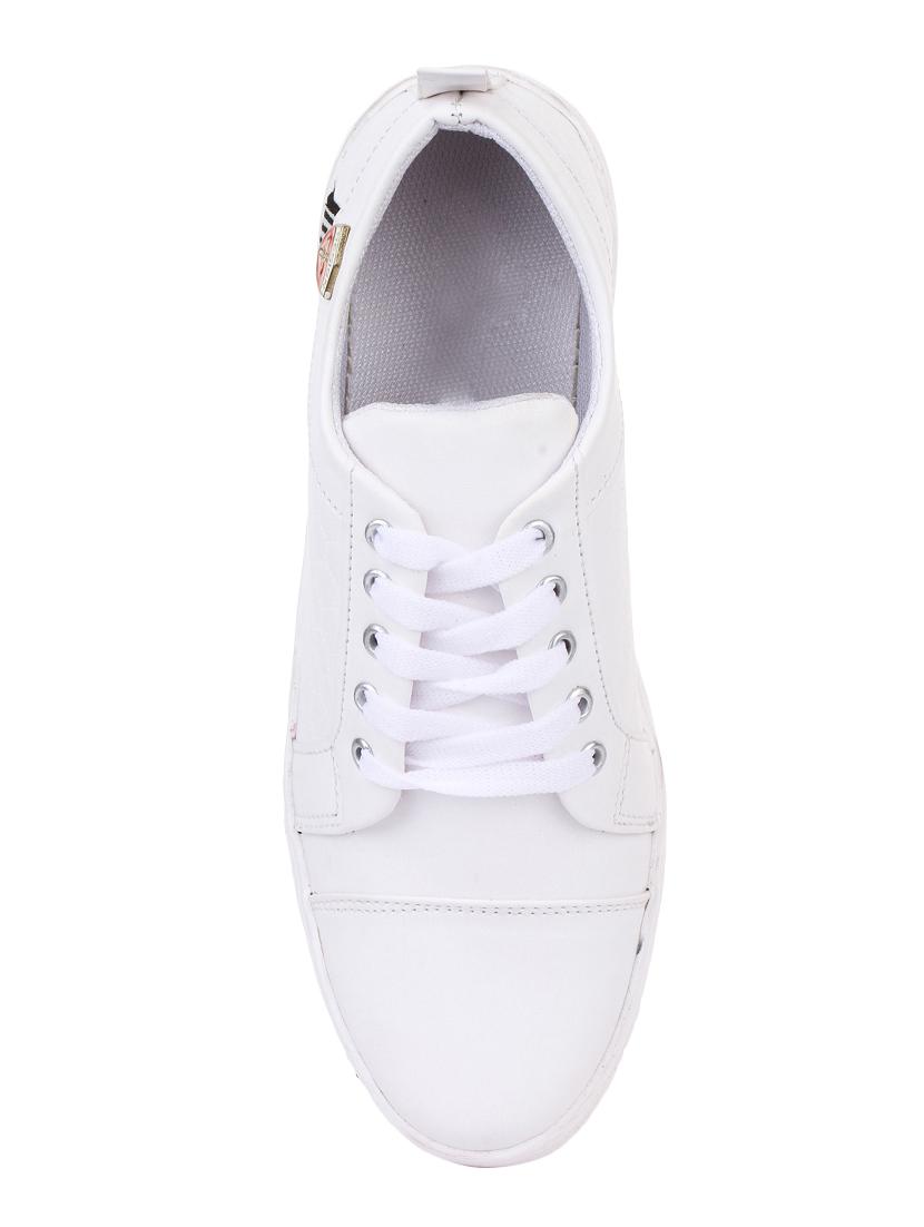 white leatherette lace up sneakers - 15443939 - Zoom Image - 3