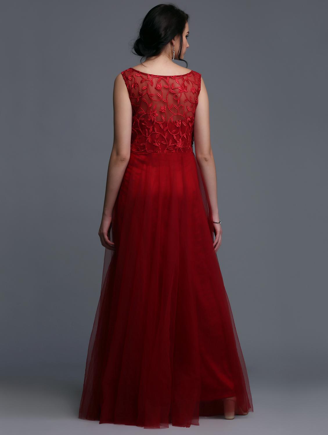 Embroidered net flared gown - 15445043 - Zoom Image - 3