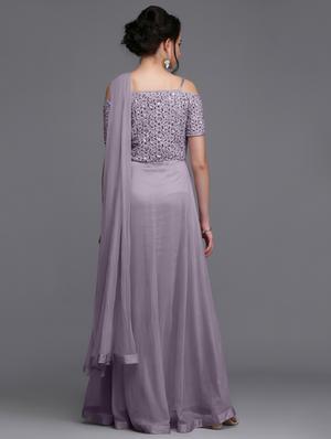 Embroidered flared gown - 15445045 - Standard Image - 3