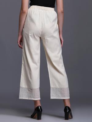 white cotton straight palazzo - 15445104 - Standard Image - 3