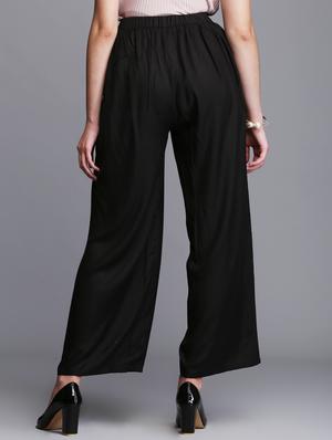 black viscose straight palazzo - 15445105 - Standard Image - 3