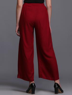 red viscose straight palazzo - 15445106 - Standard Image - 3