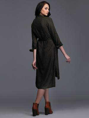 button down high-low belted dress - 15445178 - Standard Image - 3